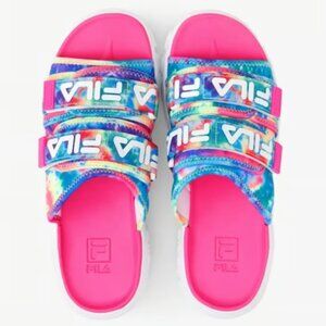 NWT Fila Sport Pink Multicolor Tie Dye Slide Sandals  Outdoor Shoes